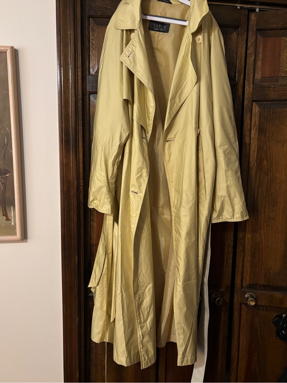 Sanyo Light Yellow Long Trench Coat with Tie Belt